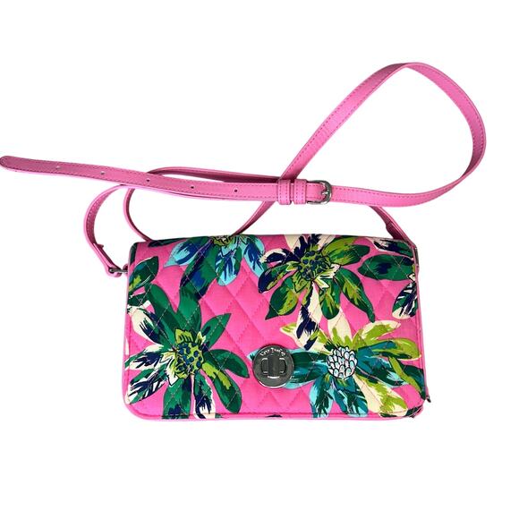 Vera Bradley Tropical Paradise Turnlock Crossbody Bag Wallet - Picture 1 of 8